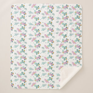 Winter Birds Christmas Trees Iceberg Doodles Sherpa Blanket