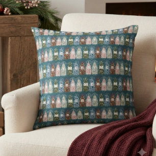 Winter Birds Decorated Trees Wrapping Paper Throw Pillow