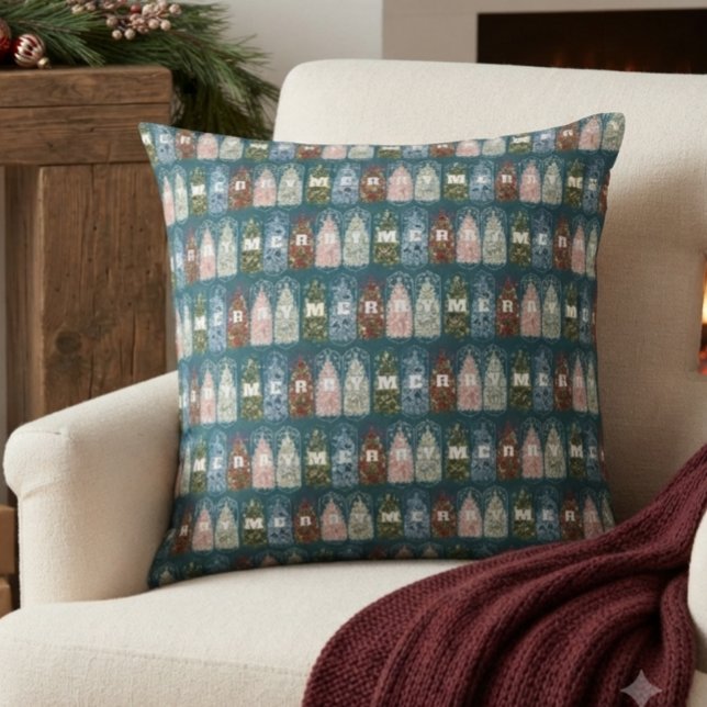 Winter Birds Decorated Trees Wrapping Paper Throw Pillow (Creator Uploaded)