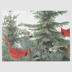 Winter Birds Forest Cardinal Chickadee Nuthatch Tissue Paper