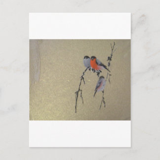 Winter Birds Gold Postcard