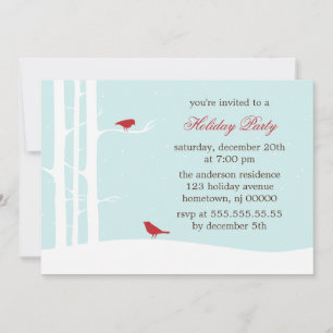 Winter Birds Holiday Party Invitations