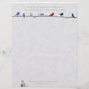Winter birds-LetterHead Thoreau quote: Letterhead