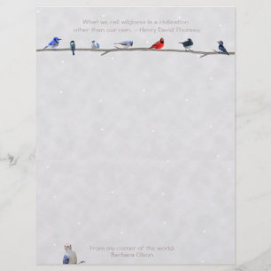 Winter birds-LetterHead Thoreau quote: Letterhead