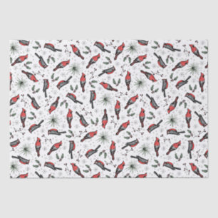 Winter Birds Red Cardinal, Pine and Berries Tissue Paper