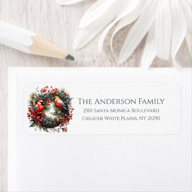 Winter Birds Wreath Grn Personalize (Insitu)