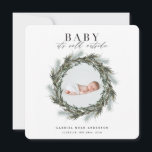 Winter birth announcement Christmas photo Holiday<br><div class="desc">Baby its cold outside. Birth announcement Christmas photo Holiday card. Winter wreath watercolor design. Updated frame surrounding the photograph.</div>