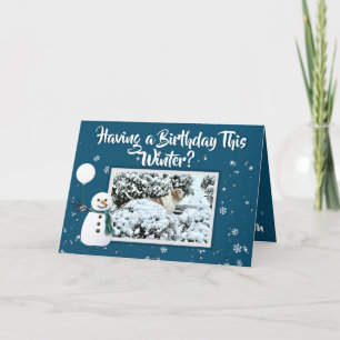 Winter Birthday Card Snow & Beautiful Basset Hound