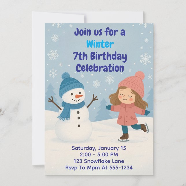 Winter Birthday Celebration Invitation (Front)