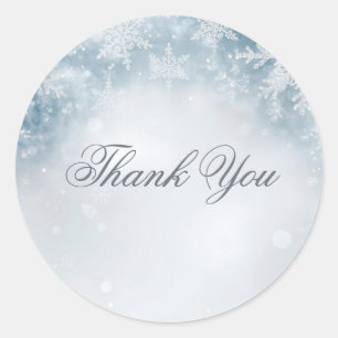 Winter Birthday Elegant Snowflakes Silver Shimmer Classic Round Sticker
