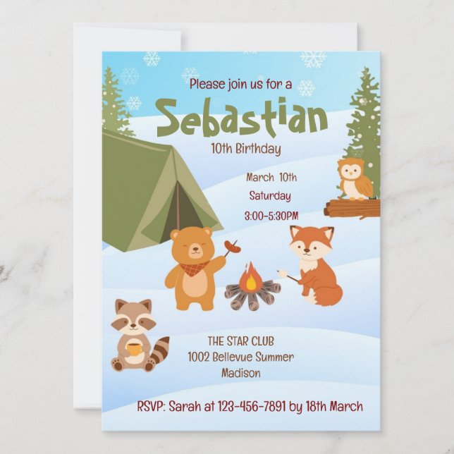 Winter Birthday invitation  (Front)