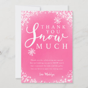 Winter Birthday Party Girl Thank You Snow Much Card