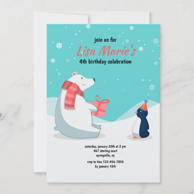 Winter Birthday Party Invitation (Front)