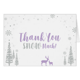 Winter Birthday Thank You Card - Purple & Silver