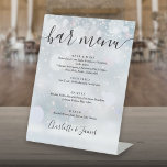 Winter Black Signature Script Bar Menu Pedestal Sign<br><div class="desc">This elegant winter background black script minimalist bar menu sign is perfect for all celebrations. Designed by Thisisnotme©</div>