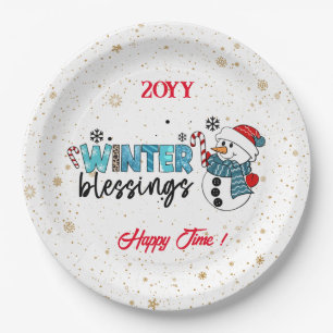 Winter Blessings Customize Paper Plate