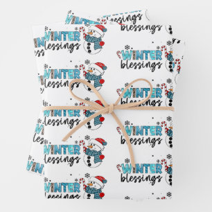 Winter Blessings Customize Wrapping Paper Sheet