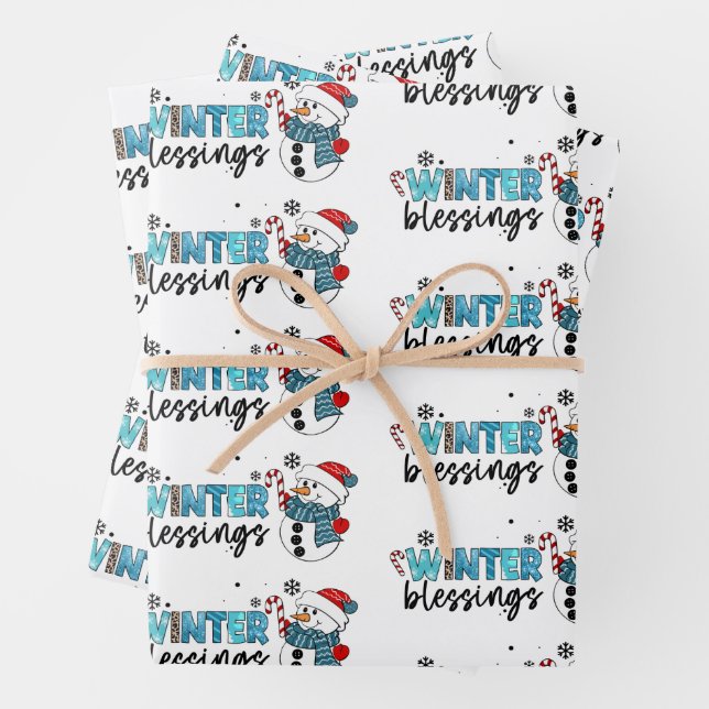 Winter Blessings Customize Wrapping Paper Sheet (In situ)