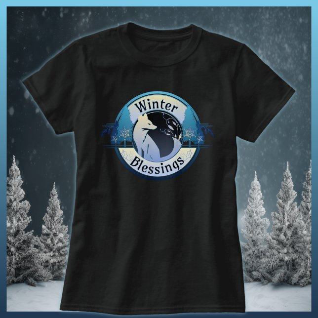 Winter Blessings Fox Badge T-Shirt (Creator Uploaded)