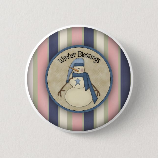Winter Blessings Snowmen 2 Inch Round Button (Front)