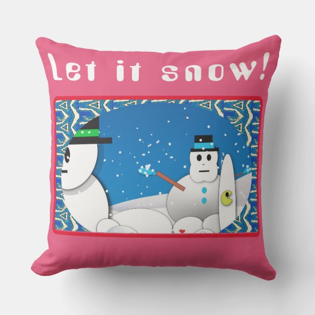 Winter Blizzard Storm Snowman’s Delight  Outdoor Pillow (Front)