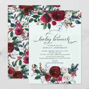 Winter Bloom Floral Baby Shower Brunch Invitation