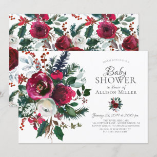 Winter Bloom Floral Baby Shower Invitation