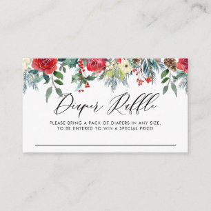 Winter Blooms Baby Shower Diaper Raffle Enclosure Card