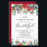Winter Blooms Floral Bar Mitzvah Invitation<br><div class="desc">Invite family and friends with this customizable Bar Mitzvah invitation. It features watercolour garlands of red roses, winterberries and poinsettia flowers with pinecones and greenery accents. Personalize by adding names, date, time, venue and other event details. This winter floral invitation is perfect for winter Bar Mitzvahs. Matching items are available....</div>