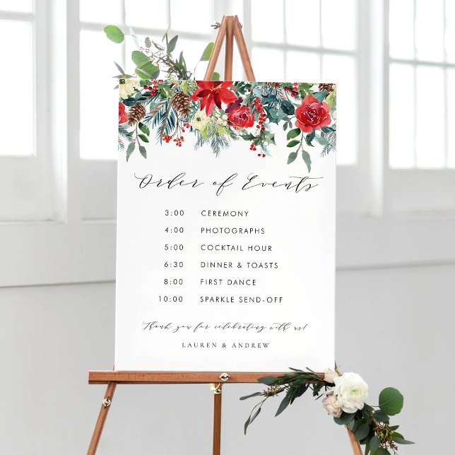 Winter Blooms Garland Wedding Order of Events Poster (Creator Uploaded)