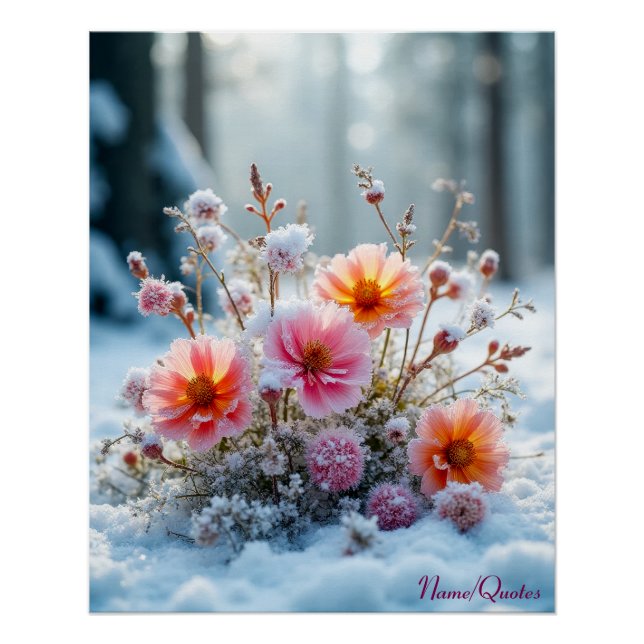 Winter Blooms in the Snow – Gentle Floral Serenity Poster (Front)