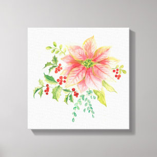 Winter Blooms   Pink Blooming Poinsettia Canvas Print
