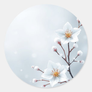Winter Blossoms and Frosty Details Classic Round Sticker