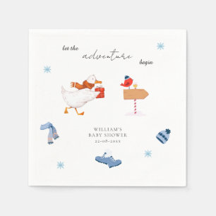 Winter Blue Adventure Begins Baby Shower Napkin
