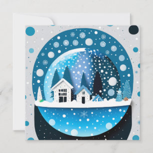 Winter Blue and White Holiday Christmas Wedding  Thank You Card