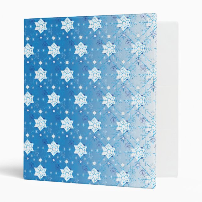 Winter blue and white Snowflakes pattern Binder (Front/Inside)