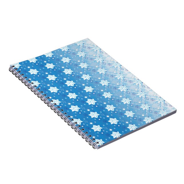 Winter blue and white Snowflakes pattern Notebook (Right Side)