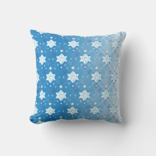 Winter blue and white Snowflakes pattern Throw Pillow