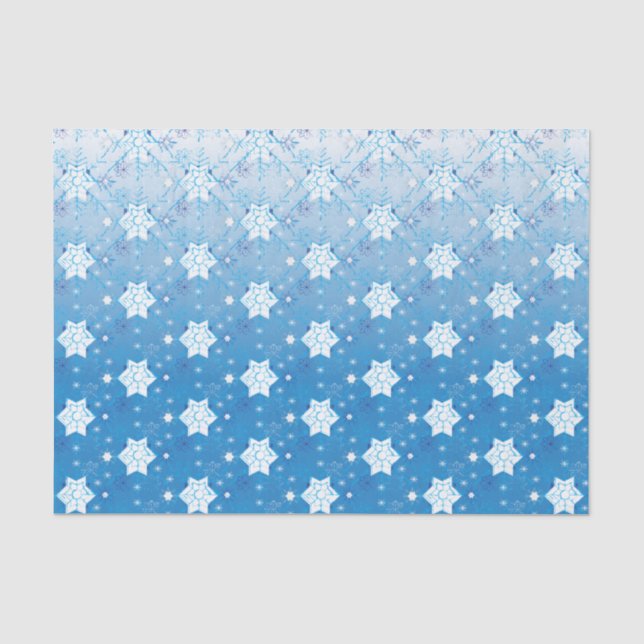 Winter blue and white Snowflakes pattern Tissue Paper (Front)
