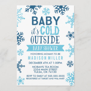 Winter Blue Baby It's Cold Outside Baby Shower Invitation