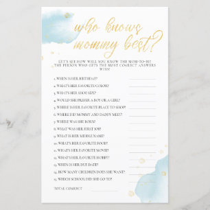 Winter Blue Baby Shower Game Who Knows Mommy Best