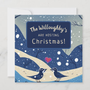 Winter Blue Birds in Love Christmas Wedding  Save The Date