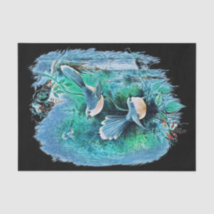 Winter Blue Birds Painting 1 Tissue Paper