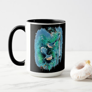 Winter Blue Birds Painting Mug