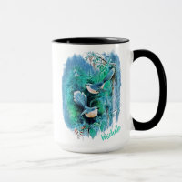 Winter Blue Birds Painting With Name Mug