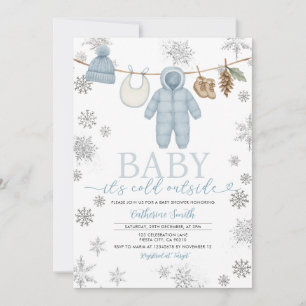 Winter Blue Boy Baby It’s Cold Outside Baby Shower Invitation