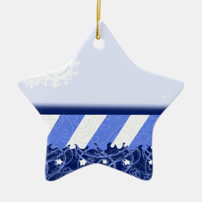 Winter Blue Ceramic Ornament (Front)
