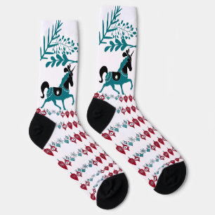 Winter Blue Christmas Ornaments Horse Art White Socks
