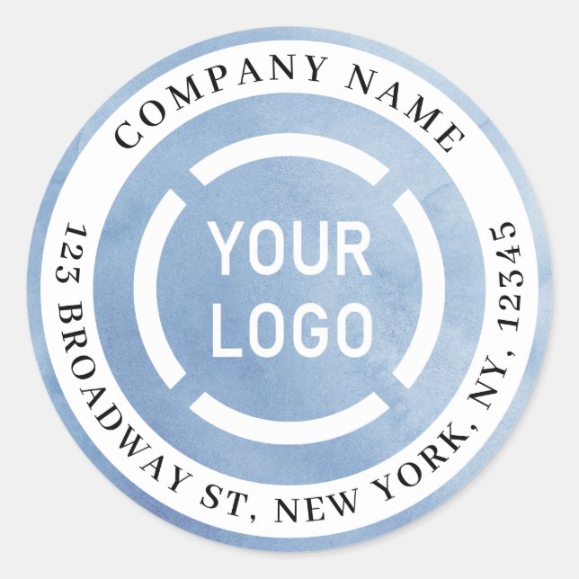 Winter blue company logo return address classic round sticker (Front)