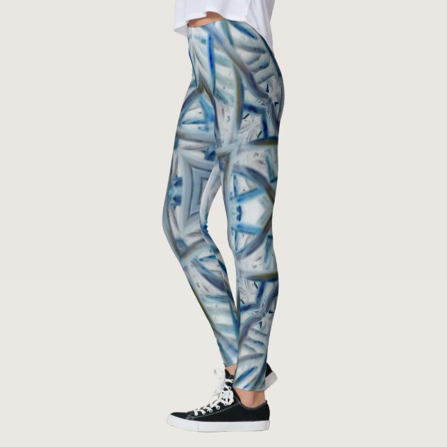 Winter Blue Crystal Pattern Leggings (Left)